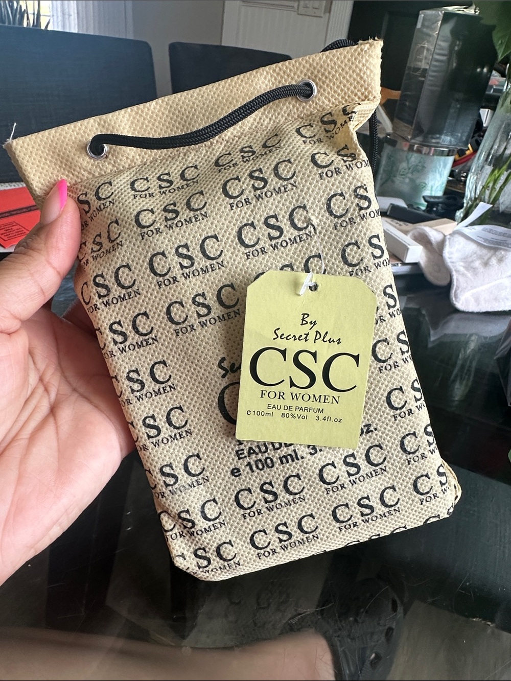 CSC For Women Fragrance Pouch - Beige with Black Logo
